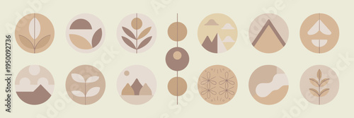 Modern Nordic geometric icon set – Perfect for lifestyle blogs, neutral branding, or minimalist design.