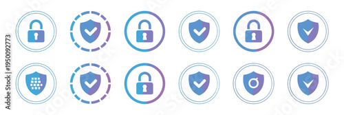 Privacy defense and shield icons – Suitable for encryption services, secure data rings, or firewall branding.