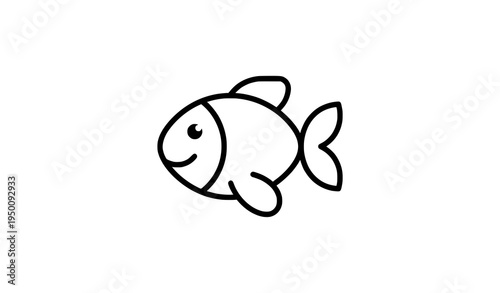 Cute fish line icon minimal black outline aquatic animal vector symbol isolated on white background