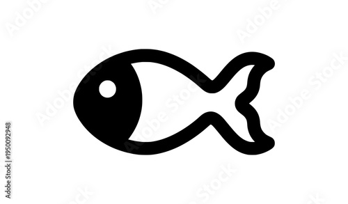 Cute fish silhouette icon black aquatic animal vector symbol isolated on white background