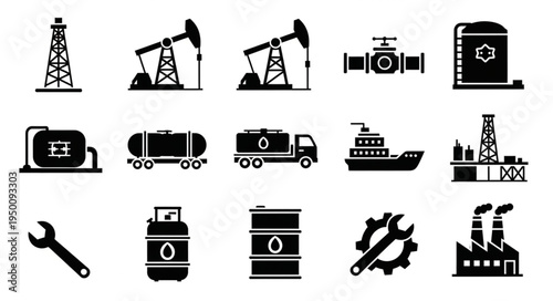 Oil and Gas Industry Icons - A Comprehensive Vector Set.