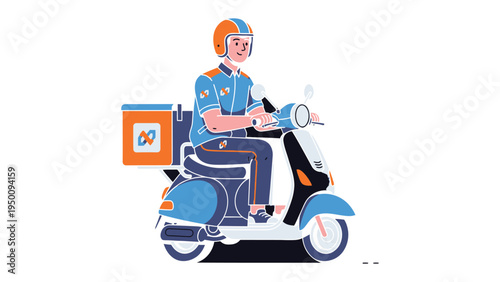 Delivery Driver on Scooter: An illustration capturing a delivery driver skillfully navigating city streets on a scooter, a vital cog in the fast-paced world of local transport.