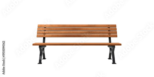 Park Bench A meticulously crafted wooden park bench stands alone, a symbol of tranquility and rest, its inviting form set against a clean backdrop. 