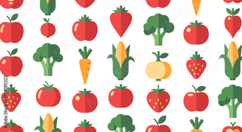 Colorful Fruit and Vegetable Seamless Pattern vector illustration