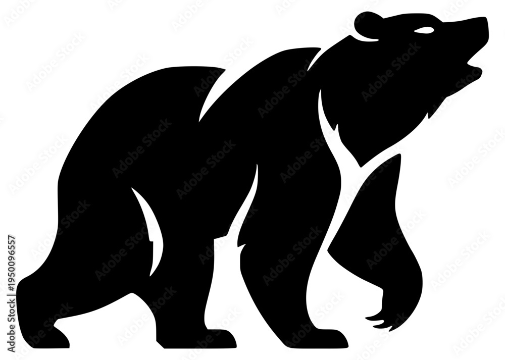 Fototapeta premium Black bear silhouette roaring / standing
