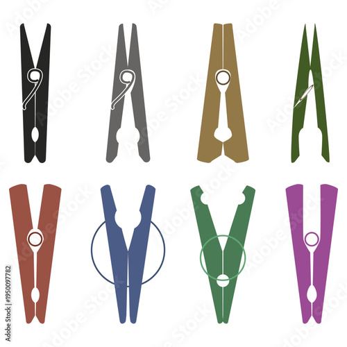 Cloth pin icon set design vector illustration design isolated