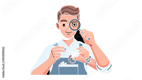 Precision Craftsmanship: A dedicated artisan meticulously examines a delicate piece, magnifying the intricate details with a keen eye for precision.