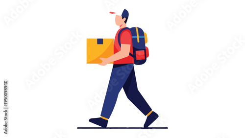 Delivery Courier: A dedicated delivery courier confidently strides forward, clutching a package, ready to fulfill his commitment and deliver on time.