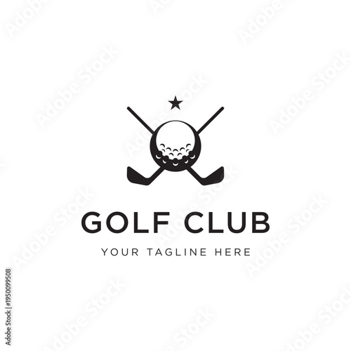 Golf ball and club design and golf course logo design. Logo for professional golf team, golf club, tournament, business, event.