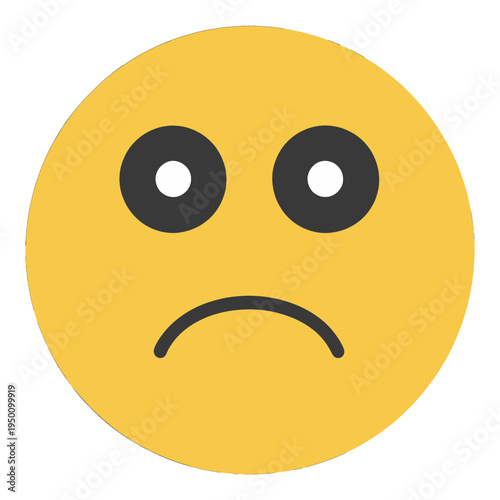 Sad Face Outline Flat Icon