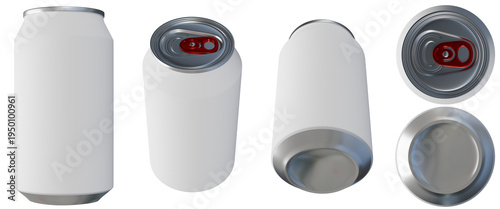 Canvas Print Aluminum soda can mockup set with multiple angles including front, perspective,