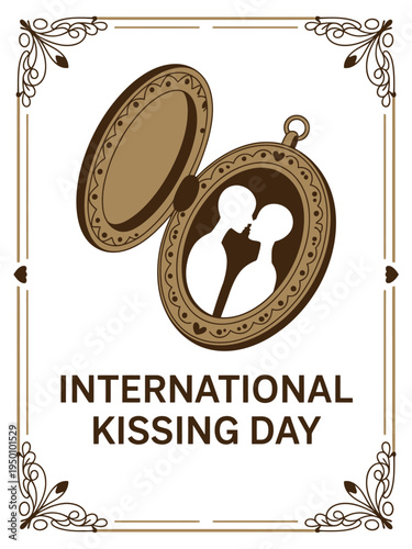International Kissing Day Vintage Locket Design for Love and Cherished Memories