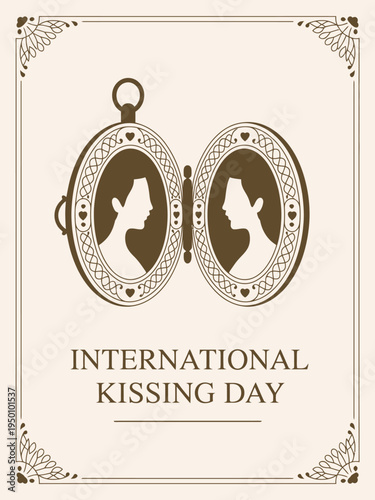 International Kissing Day Vintage Locket Design for Love and Cherished Memories