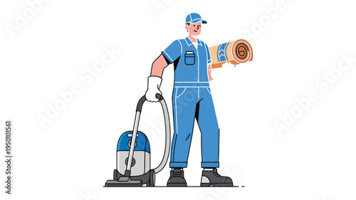 Carpeting professional: A professional meticulously handles carpet care, showcasing the expertise and precision required to maintain beautiful, pristine floorings.