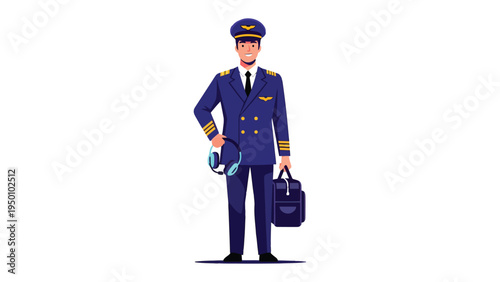 Confident Pilot: A professional pilot in uniform, ready to take flight, embodying experience and expertise.