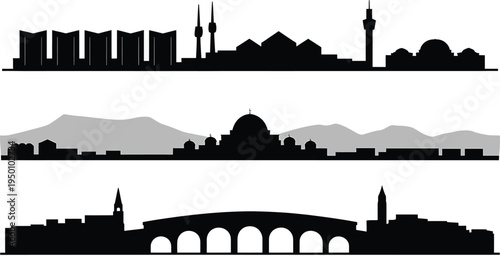 Compilation of world city profiles showing distinctive cultural and contemporary structures