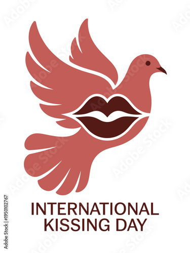 International Kissing Day Dove with Lips Symbol Poster