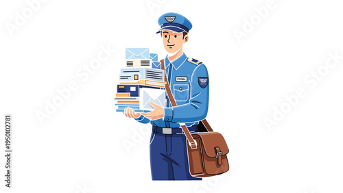 Dedicated Mail Carrier: A postal worker, diligently clad in uniform, delivers a hefty batch of mail, embodying reliability and the time-honored tradition of connecting people through correspondence.