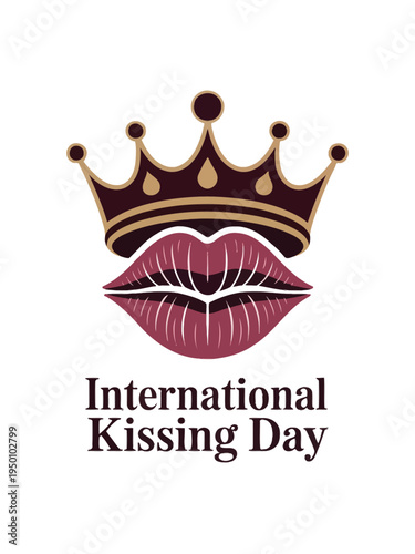 International Kissing Day Crown and Kiss Mark Design for Royal Affection