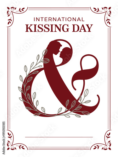 International Kissing Day Elegant Ampersand Heart Poster