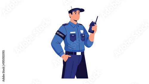 The Vigilant Guardian: A security personnel, standing tall with a radio transmitter in hand, embodies protection and order, ready to safeguard.