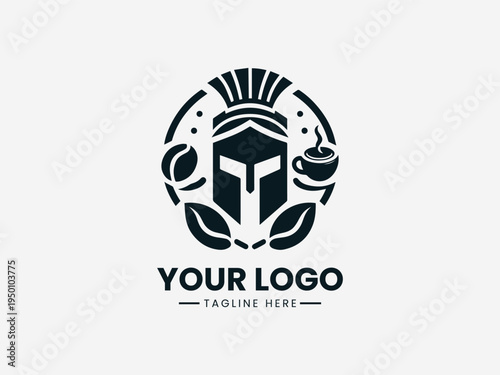 Spartan with coffee blacck vector logo