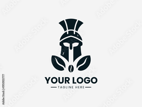 Spartan with coffee blacck vector logo