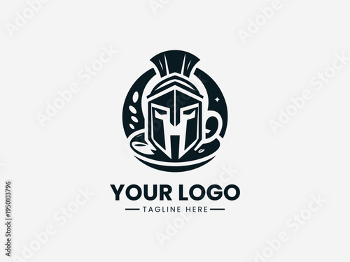 Spartan with coffee blacck vector logo