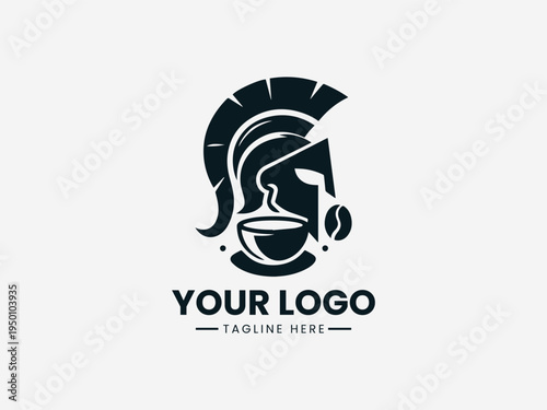 Spartan with coffee blacck vector logo