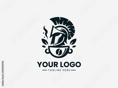 Spartan with coffee blacck vector logo