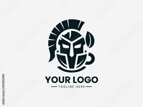 Spartan with coffee blacck vector logo