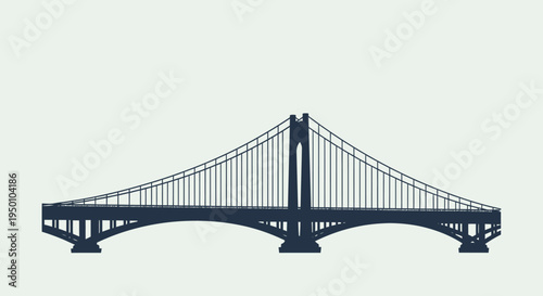 Silhouette of a suspension bridge on a light background