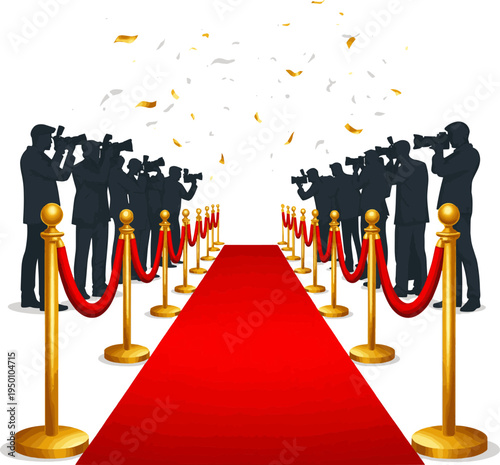 Create a realistic Red carpet vector art with white background