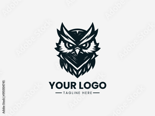 Ninja owl mascot with sharp eyes in bold modern black vector logo illustration style Free Download Ninja owl mascot with sharp eyes in bold modern black vector logo illustration style - GFXLoad