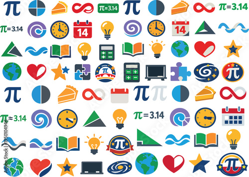 Pi Day Celebration Math and Icon Set