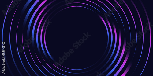 Blue abstract background with spiral circle lines, technology futuristic template. Vector illustration.