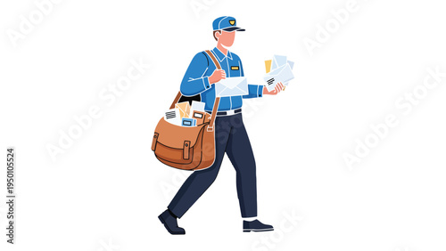 Delivery of Service: A diligent mail carrier in uniform, carrying a heavy bag and a handful of letters, embodies the spirit of dependable postal service. 
