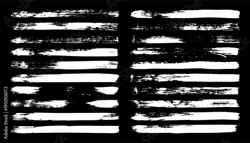 Long grunge brush strokes, lines, ink smudges, hand-drawn scribble shapes. Handmade sketchy marks, stains, charcoal streaks. Paint textures, dry brush effect. Marker underline. Vector illustration