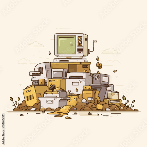 A Pile of Discarded Electronic Waste