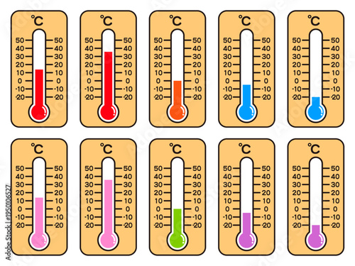 温度計のイラスト素材セット2