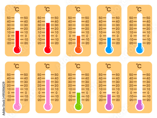 温度計のイラスト素材セット