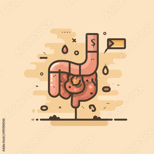 Appendicitis Organ Illustration With Financial Symbol