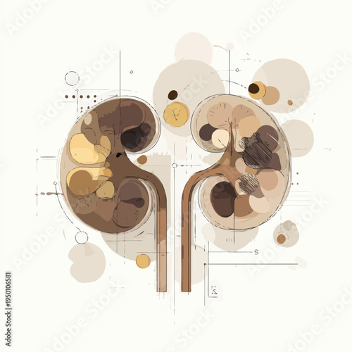 Artistic Anatomical Kidney Illustration for Medical Science