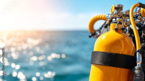 Bright Yellow Diving Equipment with Buoyancy Compensator and Hose