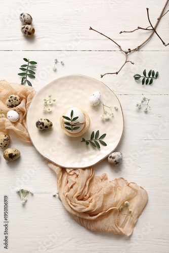 Plate with Easter eggs, lea...