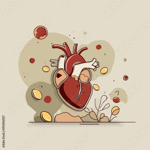 Detailed Illustration of a Human Heart