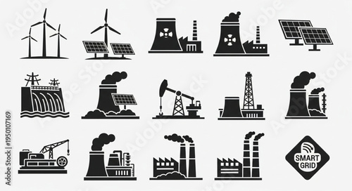 Diverse Energy Production Methods - A Visual Representation of Power Generation.