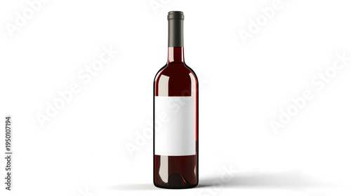  wine bottle with a blank white label, isolated on a transparent background.