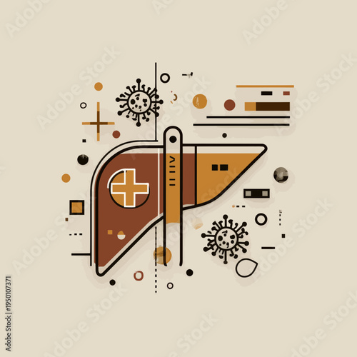 Hepatitis Virus Illustration Over Abstract Liver Graphic