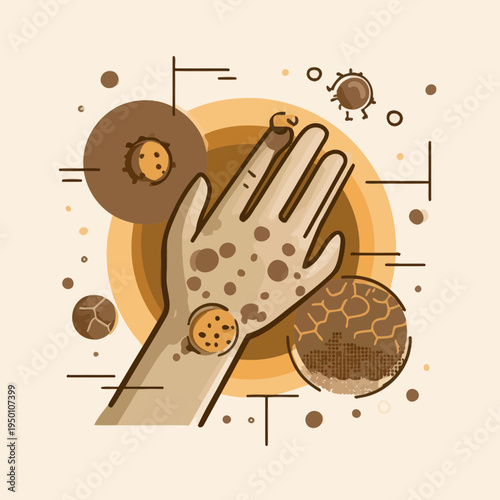 Illustration of Hand Showing Eczema Skin Condition